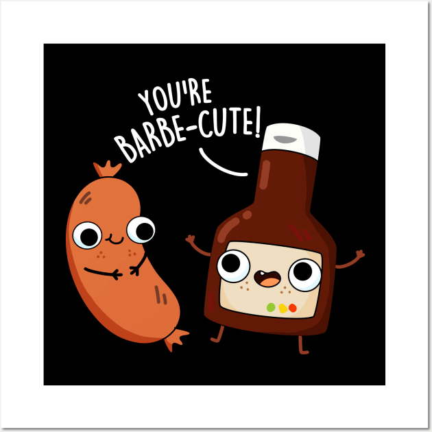 Barbe-cute Cute Funny Barbeque Pun Wall Art by punnybone